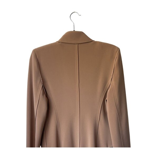 Norma Kamali Trench Coat Jacket Size M Brown Camel Long Minimalist Lagenlook - Picture 5 of 10